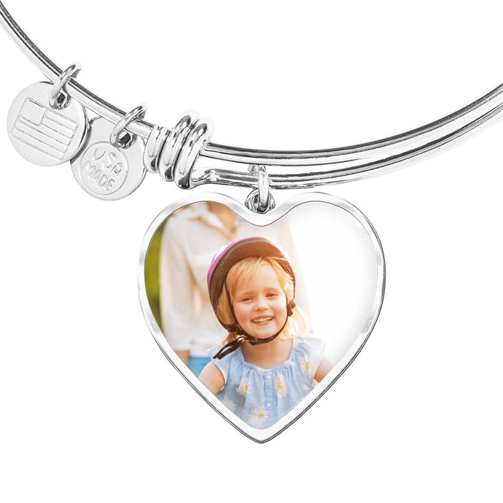 Picture Framed Heart Bangle, Fits All Sizes , You Personalize!