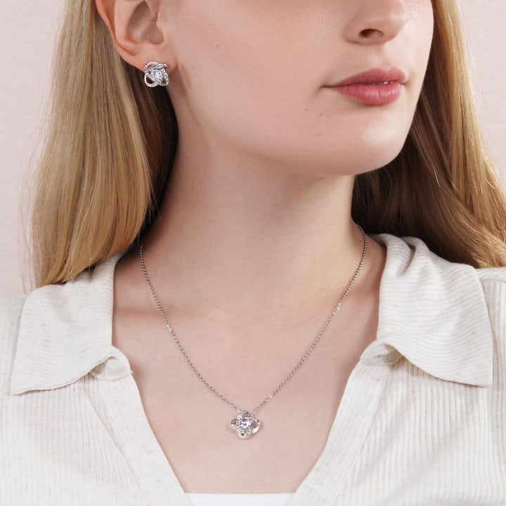 Sparkling Knot Earring and Necklace Set