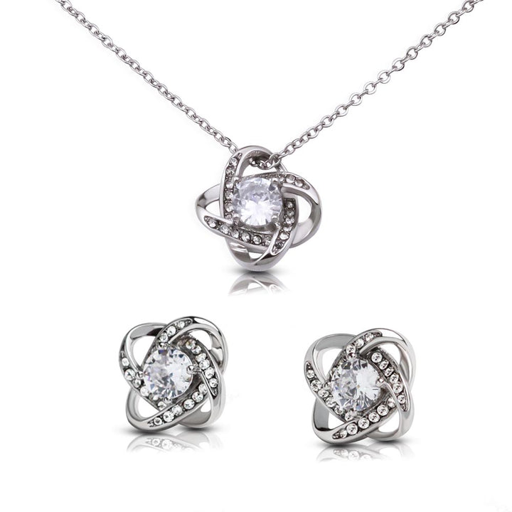 Sparkling Knot Earring and Necklace Set